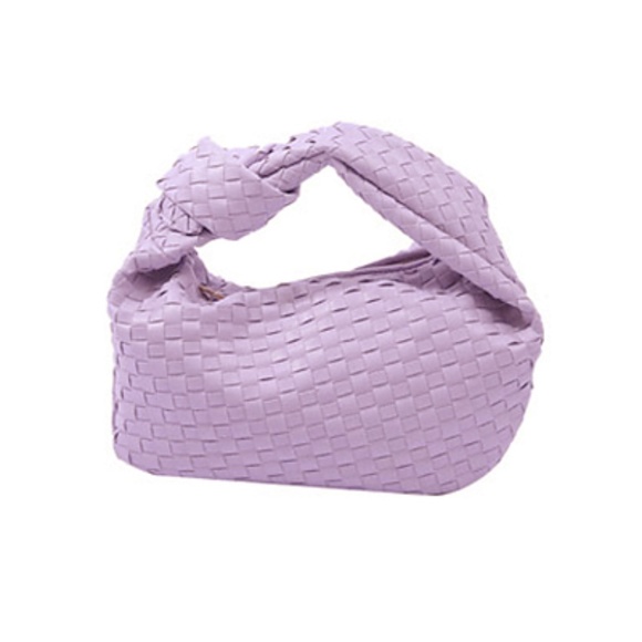 Knotted Handle Woven Leather Bag